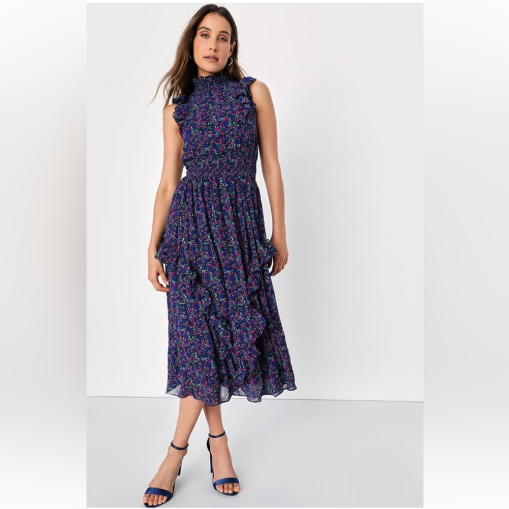 NWOT Lulu's Evalina Mock Neck Midi Dress